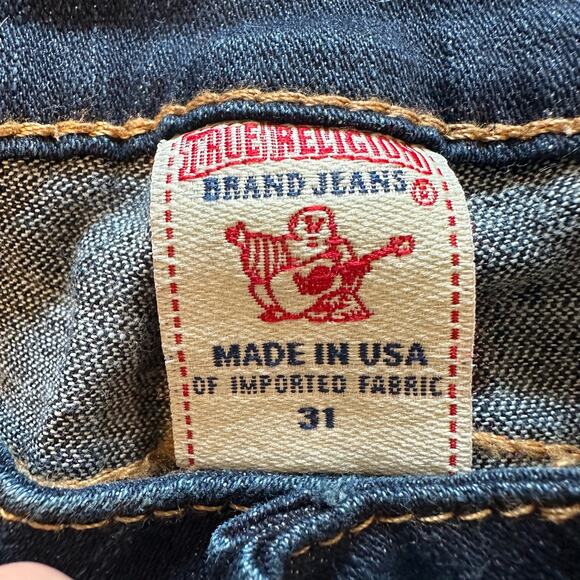 True Religion Tommy Vintage Y2K Low Rise Dark Wash Orange Stitched Bootcut Jean - Picture 12 of 16